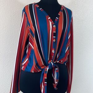 Polly & Esther Stripes Woman Blouse Size L